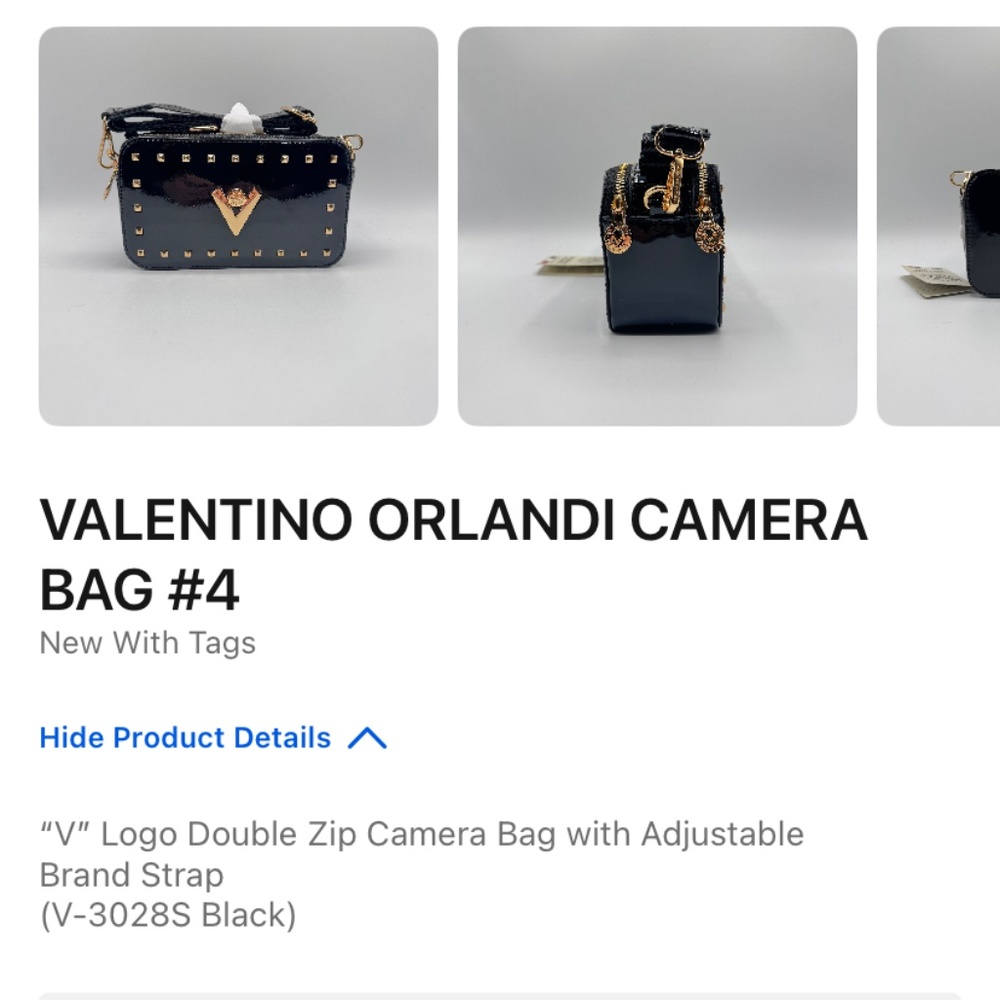 Valentino Orlandi Black Patent vegan leather camera bag